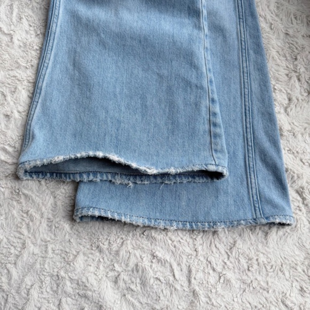 AMO Faith Flare Jeans‎ Light Wash Distressed Ripped Knee Relaxed Fit Mid Rise 23 - Picture 8 of 13